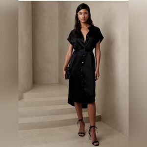 Banana Republic Serenade Black Silk Dress Sz L